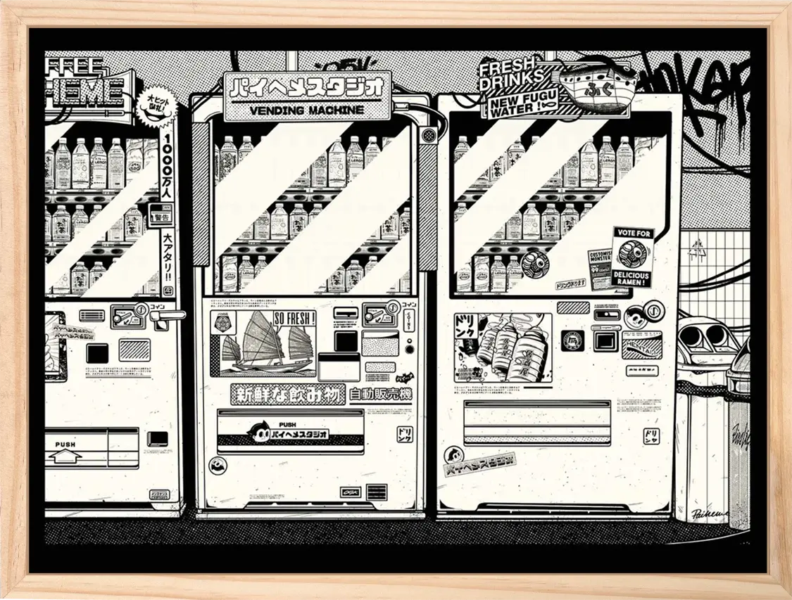 Poster cuisine Vending Machine, encadré