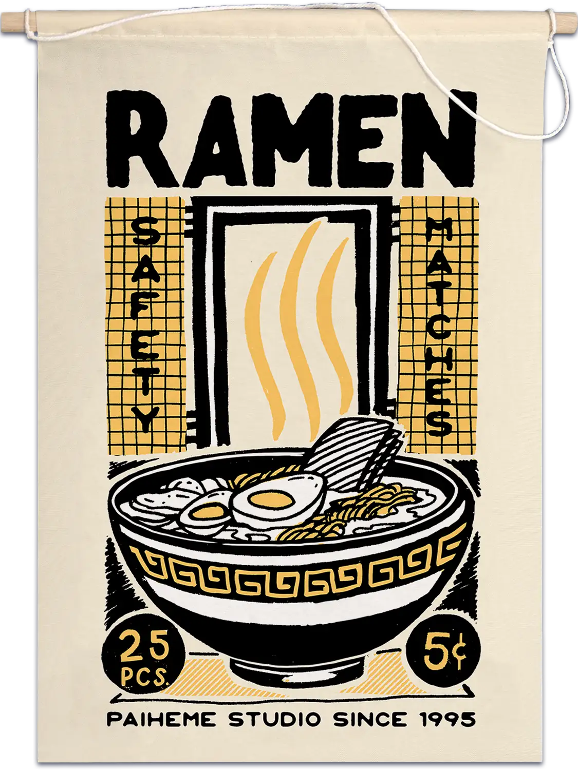 Drapeau Ramen, fanion illustré
