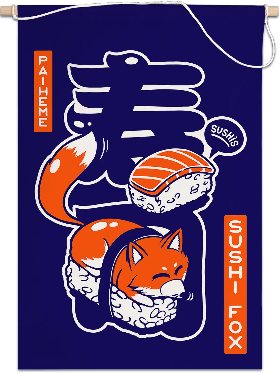 Drapeau Sushifox, fanion illustré