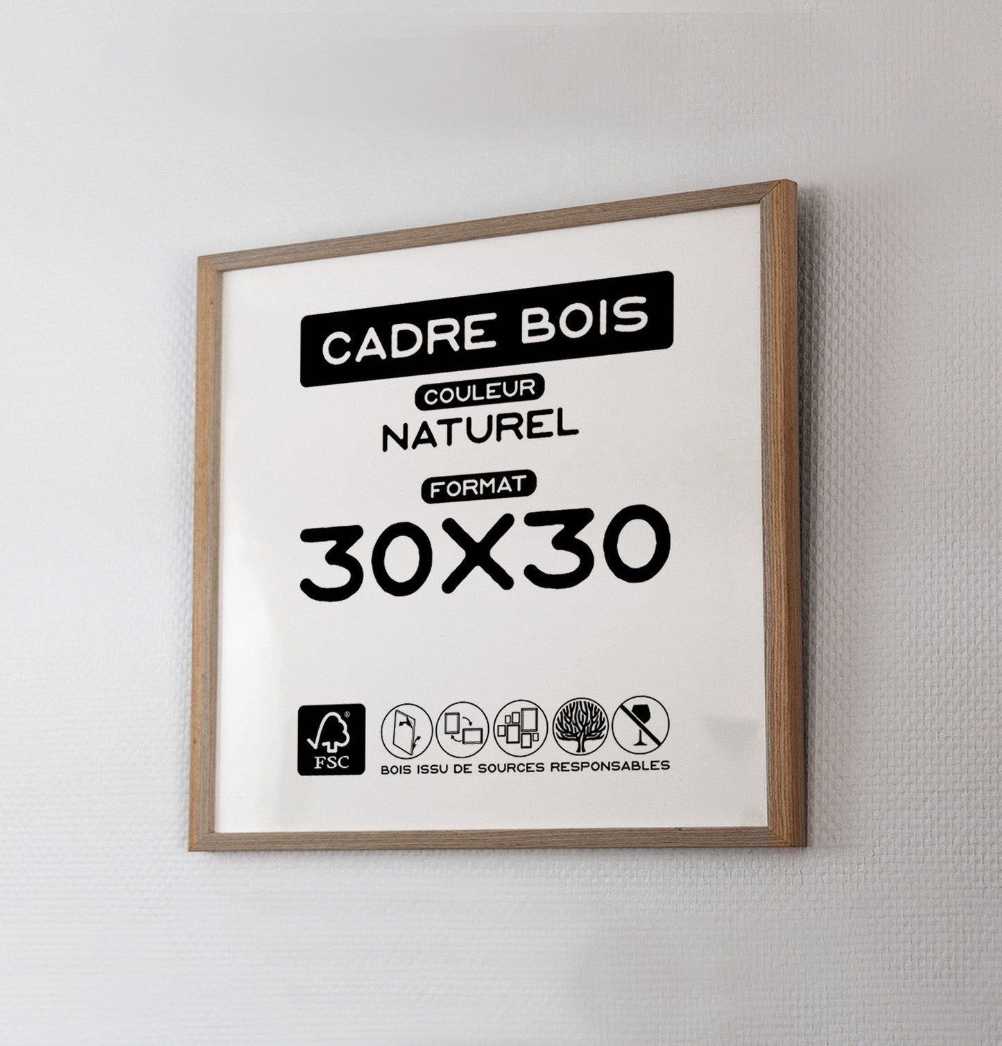 CADRE Bois Naturel 30x30cm 🖼️