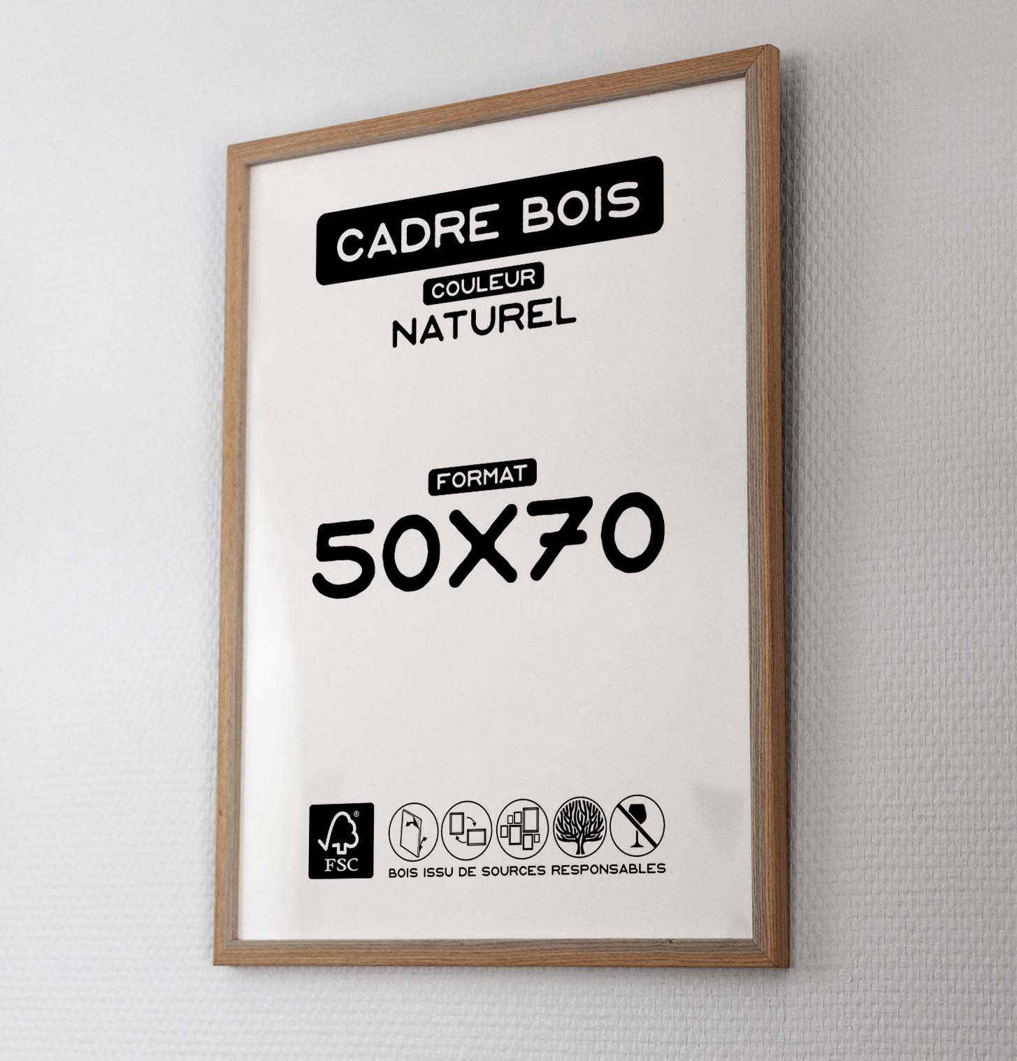CADRE Bois Naturel 50x70cm 🖼️ – Paiheme Studio
