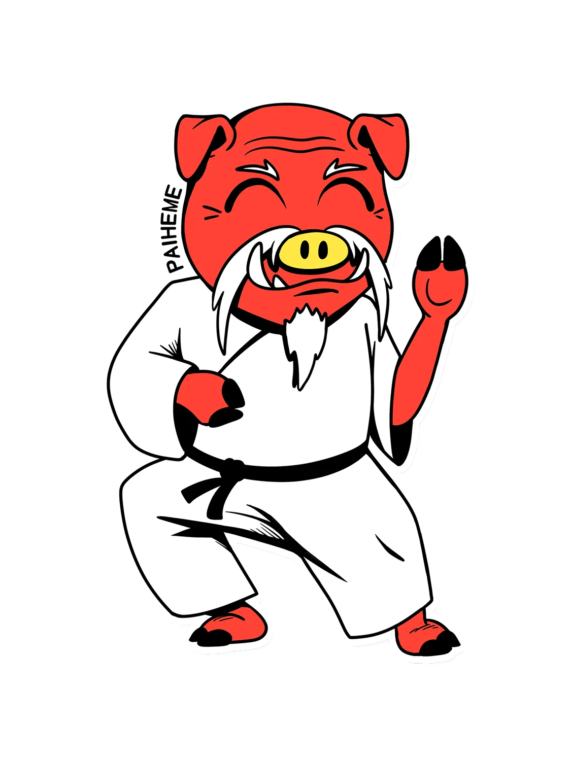 Sticker Pig Sensei, collection Retro Toys vinyle brillant
