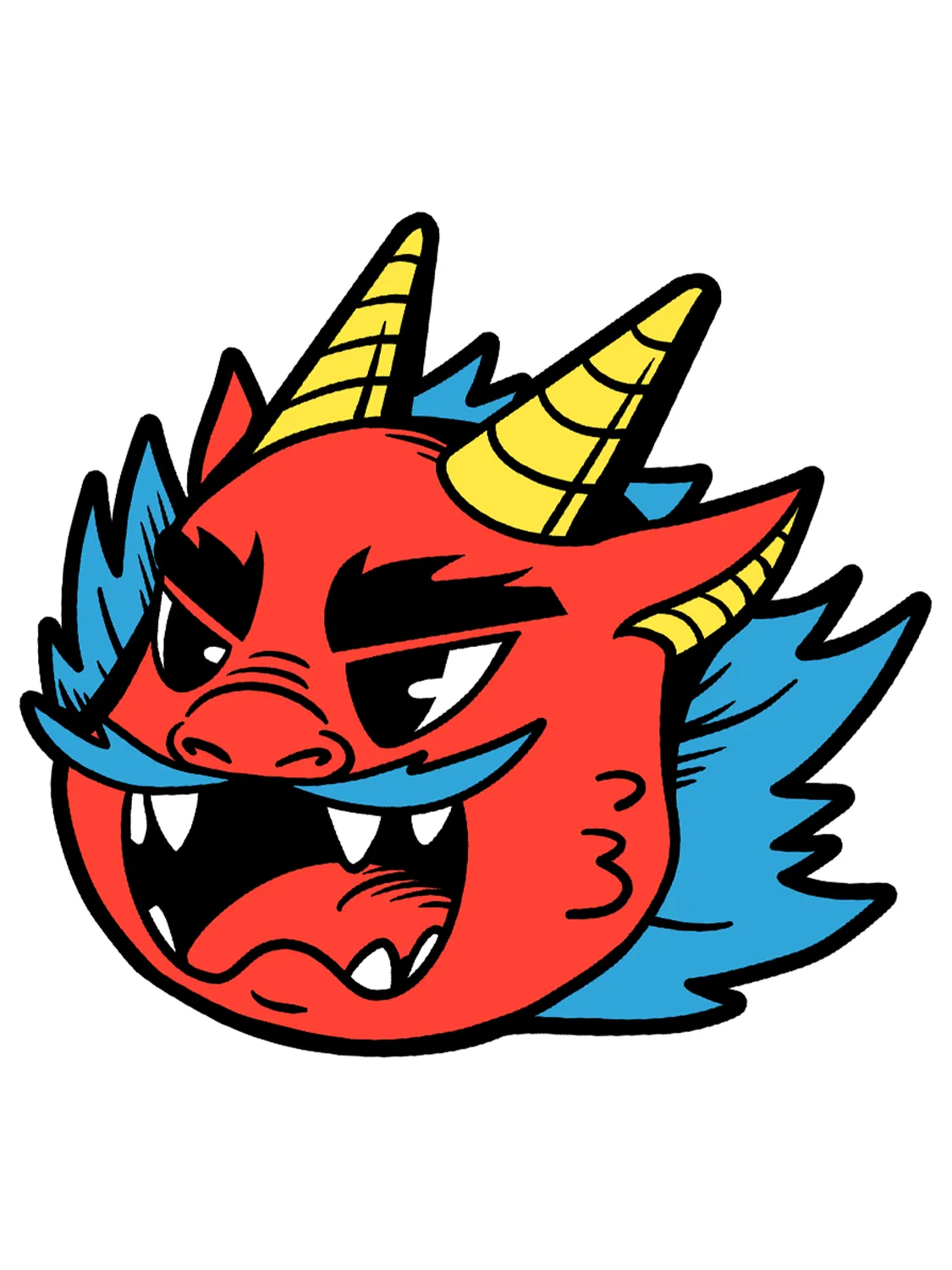 Sticker Burning Dragon Head, collection Retro Toys vinyle brillant