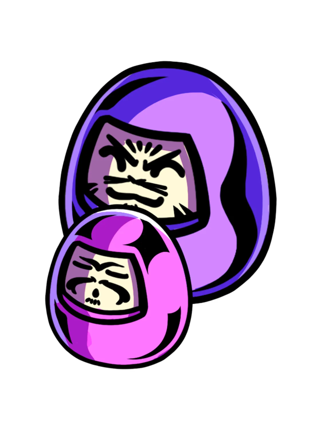Sticker Daruma Duo, stickers japonais vinyle brillant