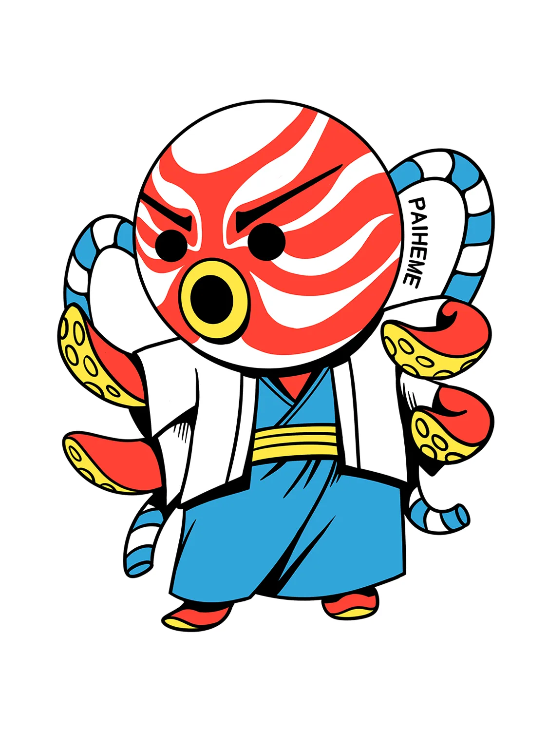 Sticker Kabuki Tako, collection Retro Toys vinyle brillant
