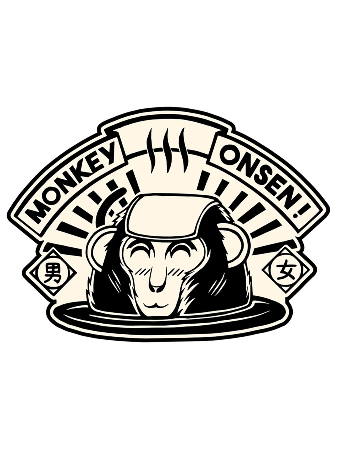 Sticker Monkey Onsen, stickers japonais vinyle brillant