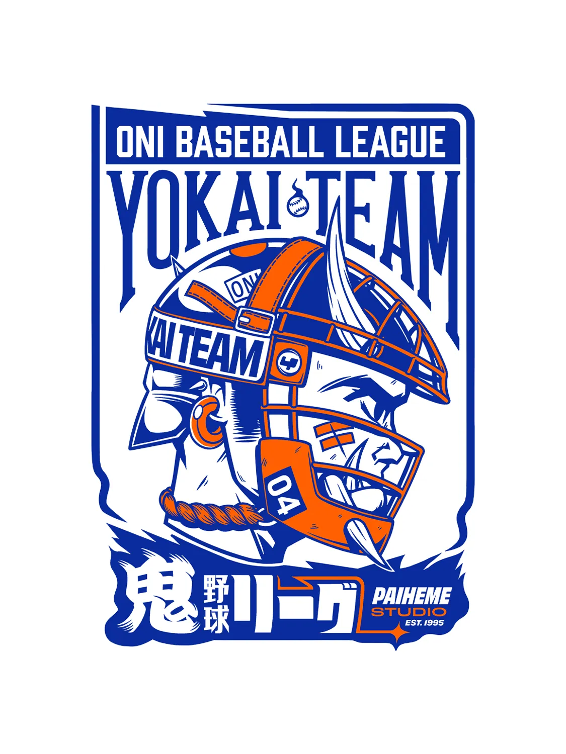 L'oni rejoint la ligue à son tour, prêt pour le match, sticker japonais vinyle brillant.