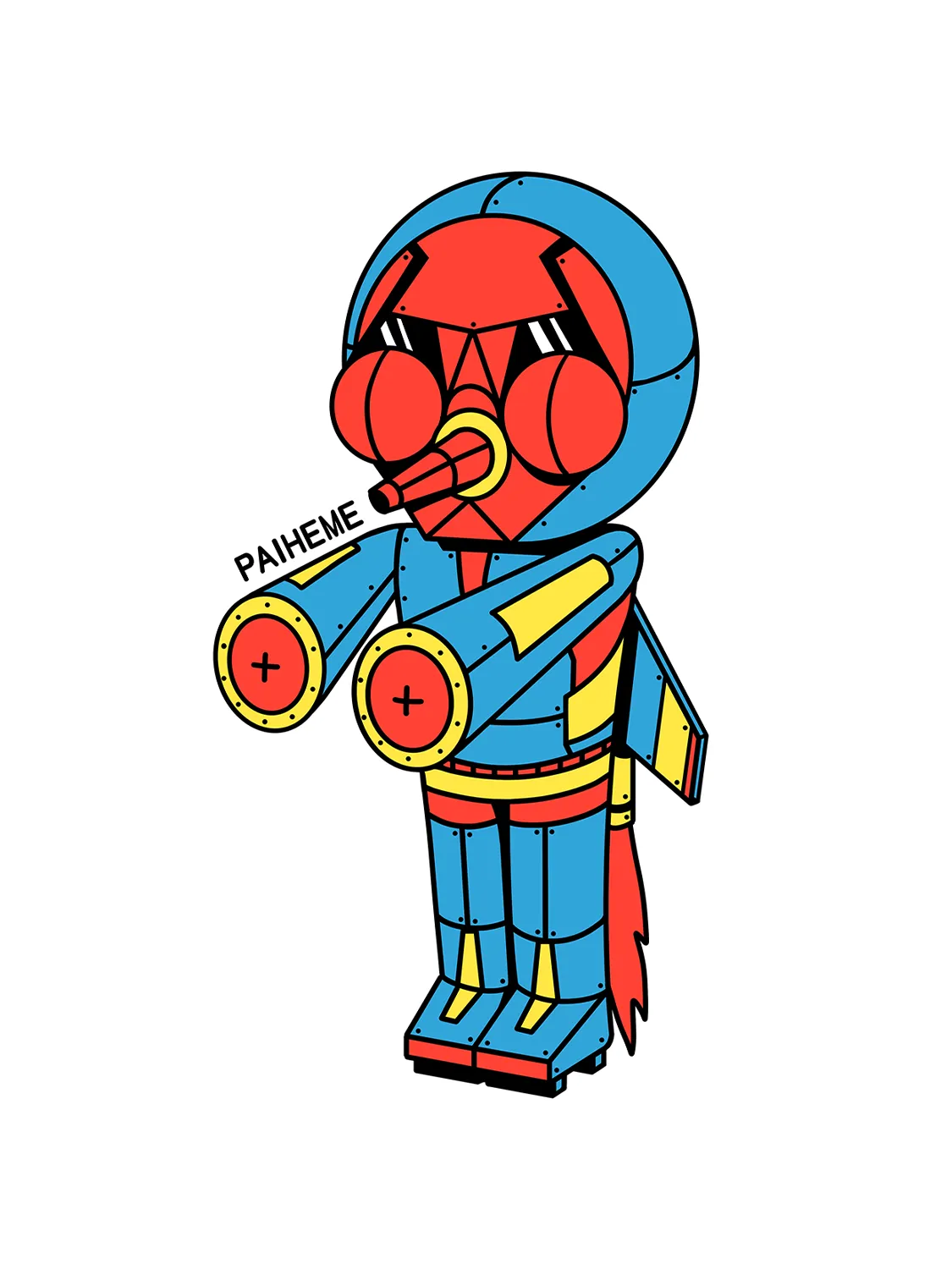 Sticker Tengu Robot, collection Retro Toys vinyle brillant