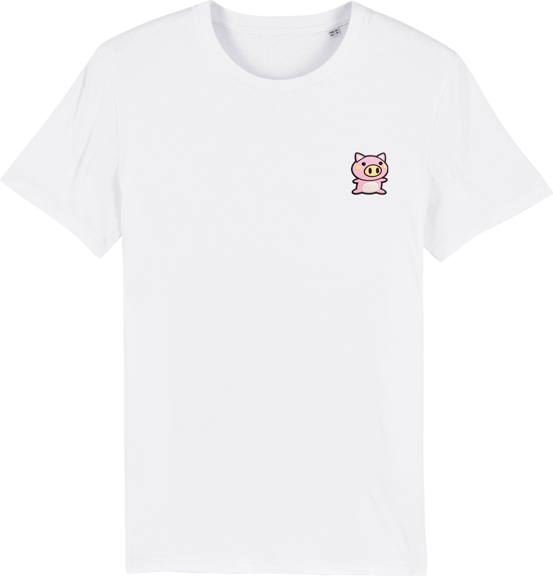 T shirt japonais Buta blanc, broderie côté cœur