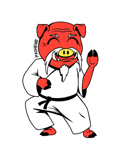 Sticker Pig Sensei, collection Retro Toys vinyle brillant