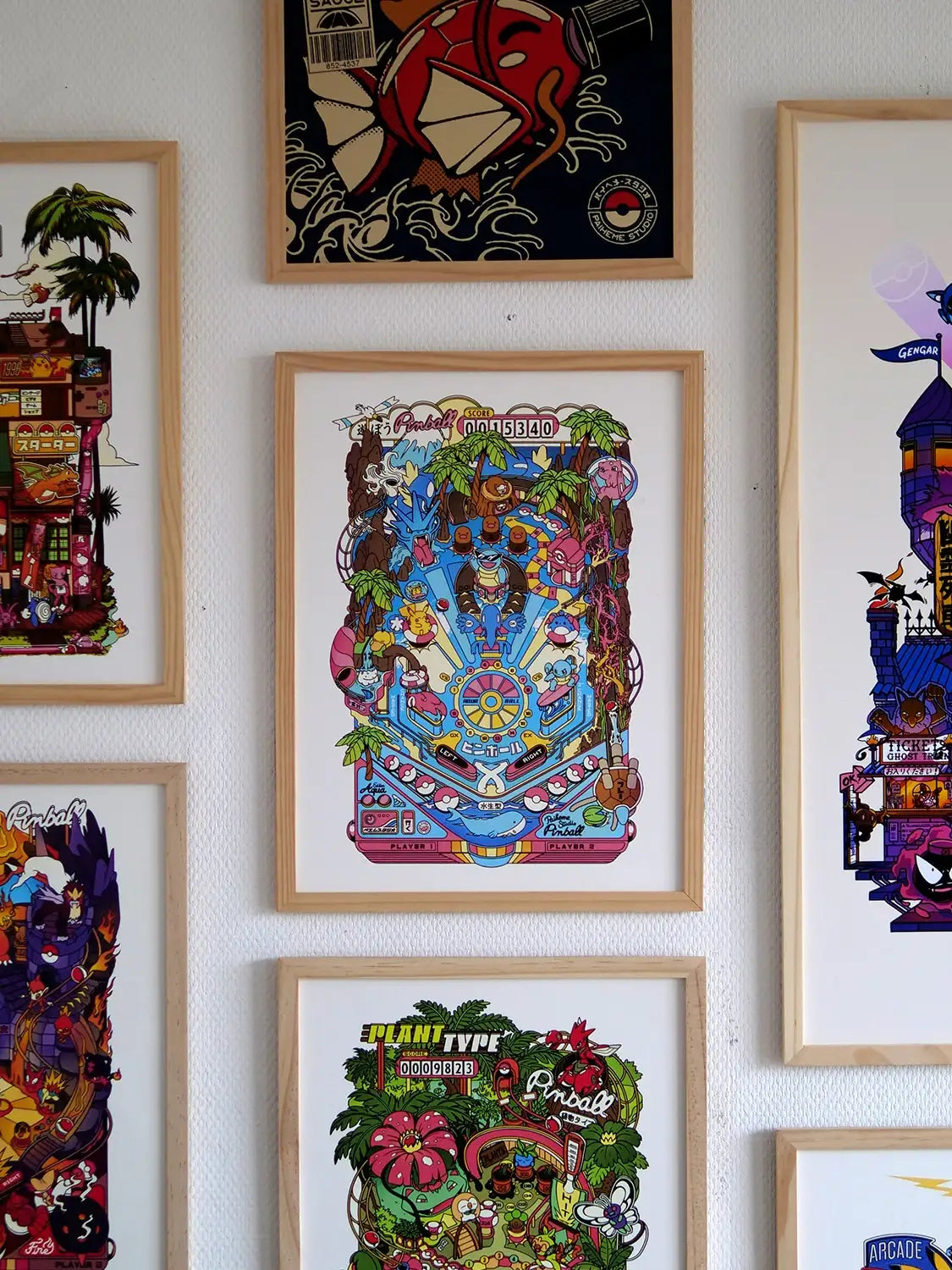 Pop culture art prints Pinball Aqua, mise en situation