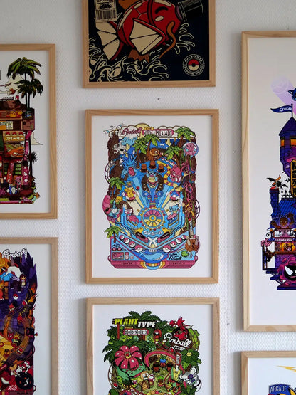Pop culture art prints Pinball Aqua, mise en situation