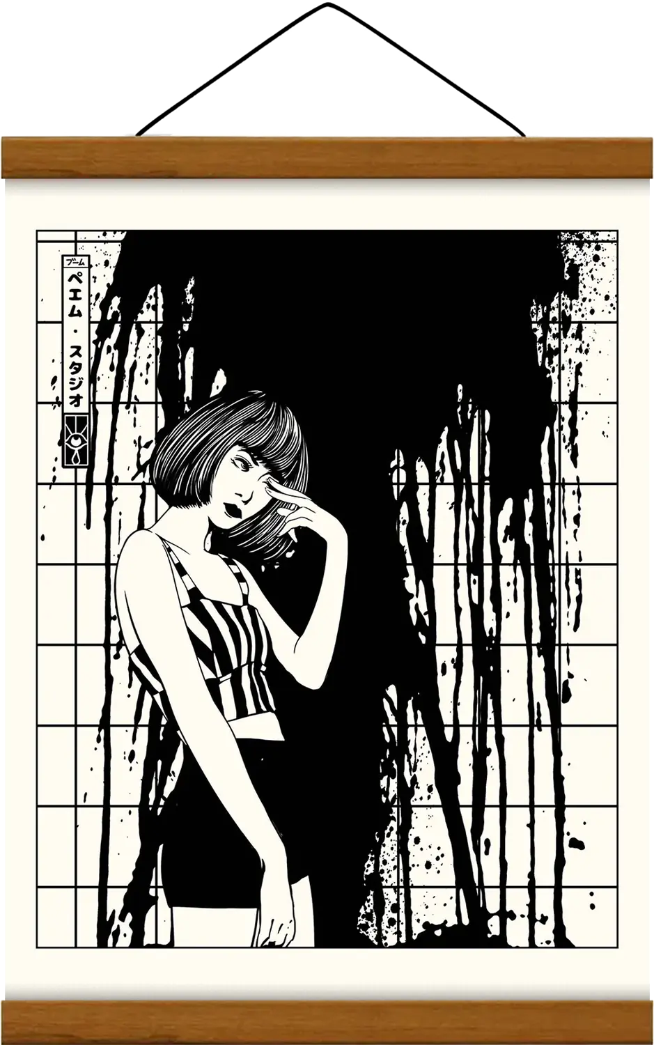 Affiche vintage noir et blanc Blood Girl 1, encadrée