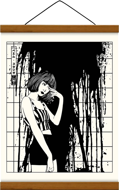 Affiche vintage noir et blanc Blood Girl 1, encadrée