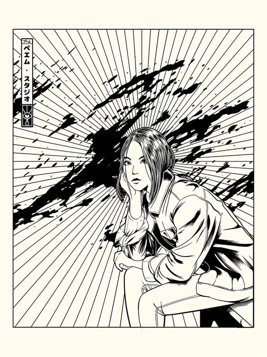Affiche noir et blanc vintage Blood Girl 3, visuel complet