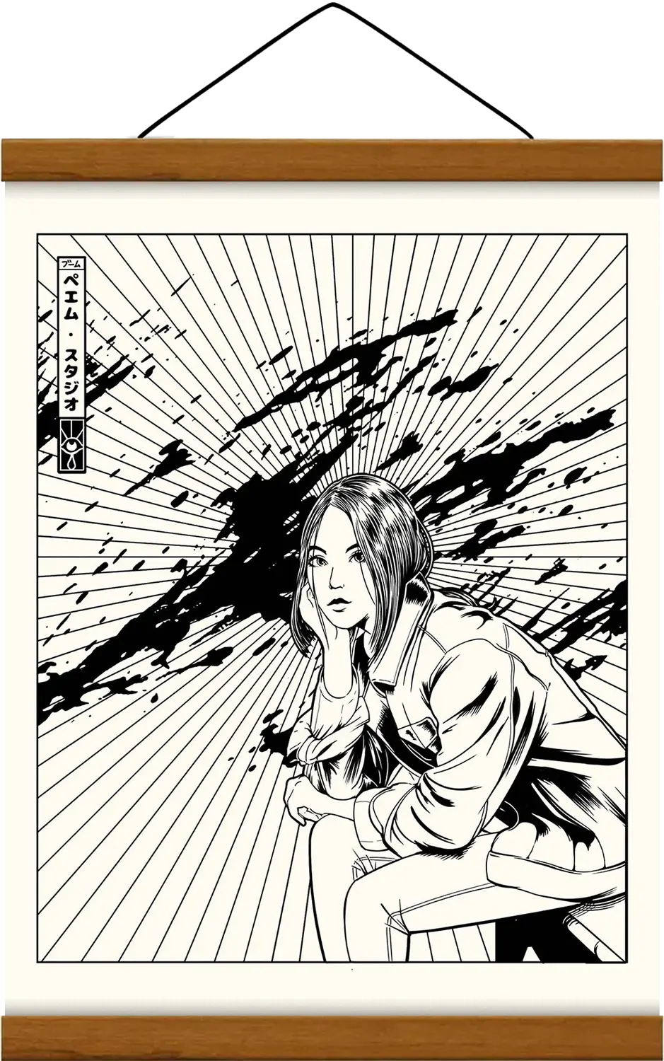 Affiche noir et blanc vintage Blood Girl 3, encadrée