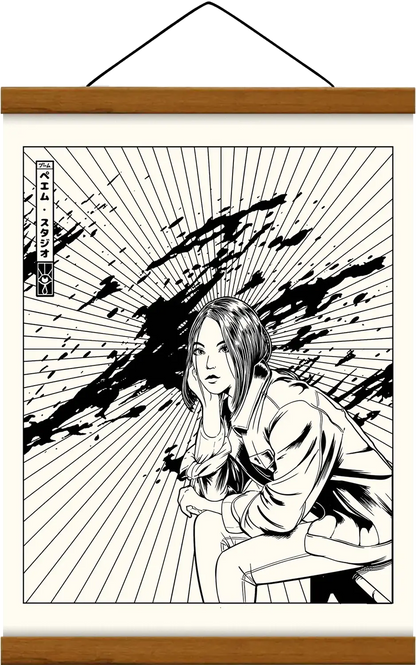 Affiche noir et blanc vintage Blood Girl 3, encadrée