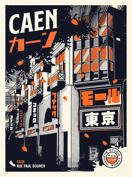 Affiche ville caen Caen In Japan, visuel complet