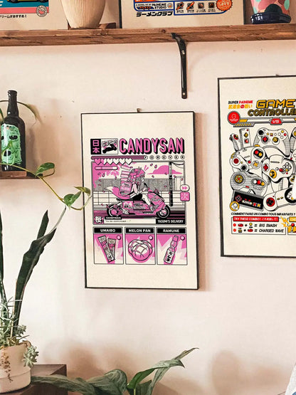 Affiche cuisine japonais adorable Candysan, mise en situation