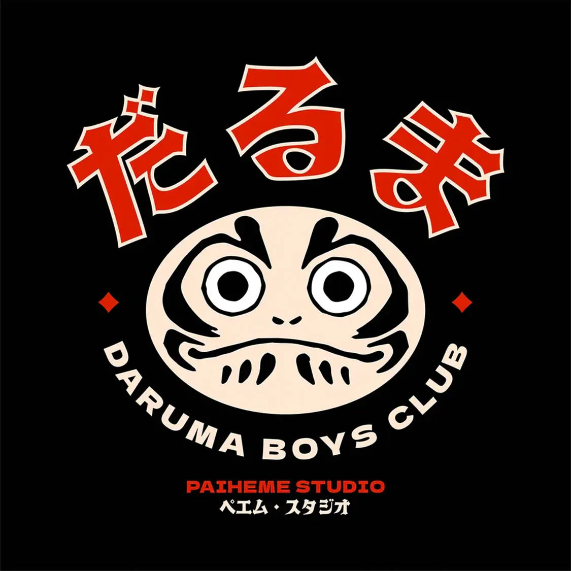 Affiche japonaise Daruma Face, visuel complet