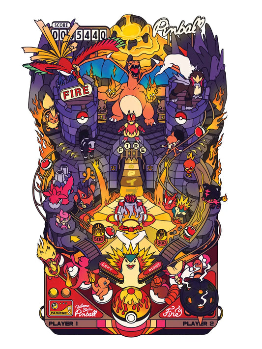 Affiche pop culture Pinball Fire, visuel complet