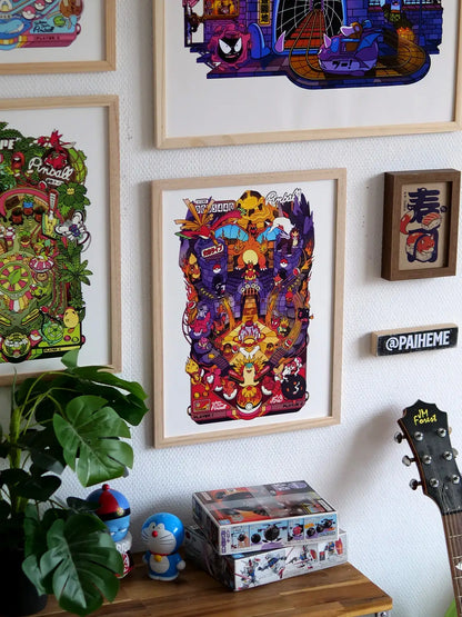 Affiche pop culture Pinball Fire, mise en situation