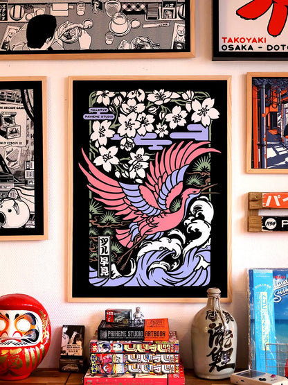 Affiche japon Flower Estampe, mise en situation