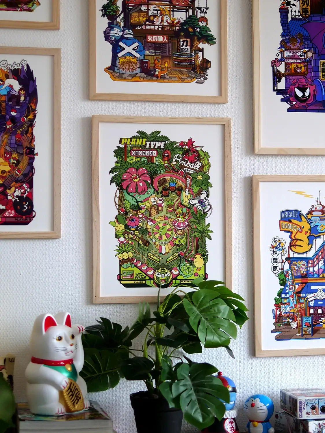 Pop culture art prints Pinball Forest, mise en situation