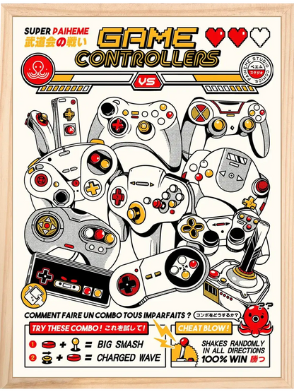 Affiche pop culture Game Controllers, encadrée