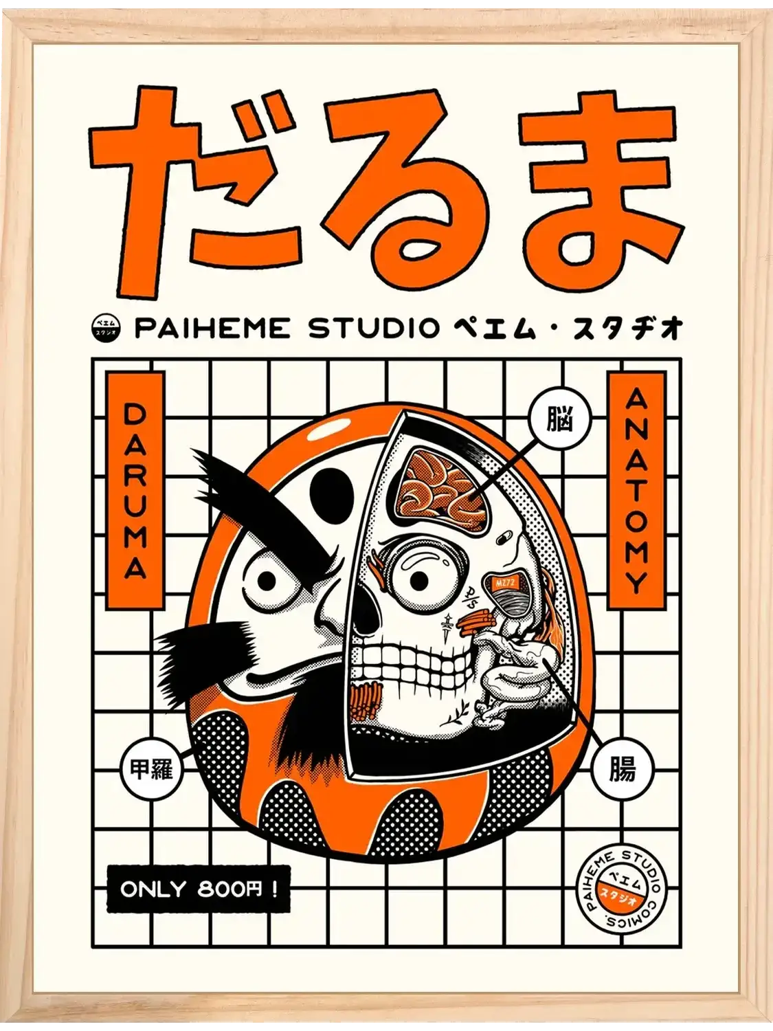 Affiche japonaise Inside Daruma, encadrée