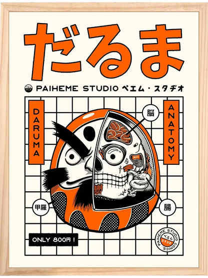 Affiche japonaise Inside Daruma, encadrée