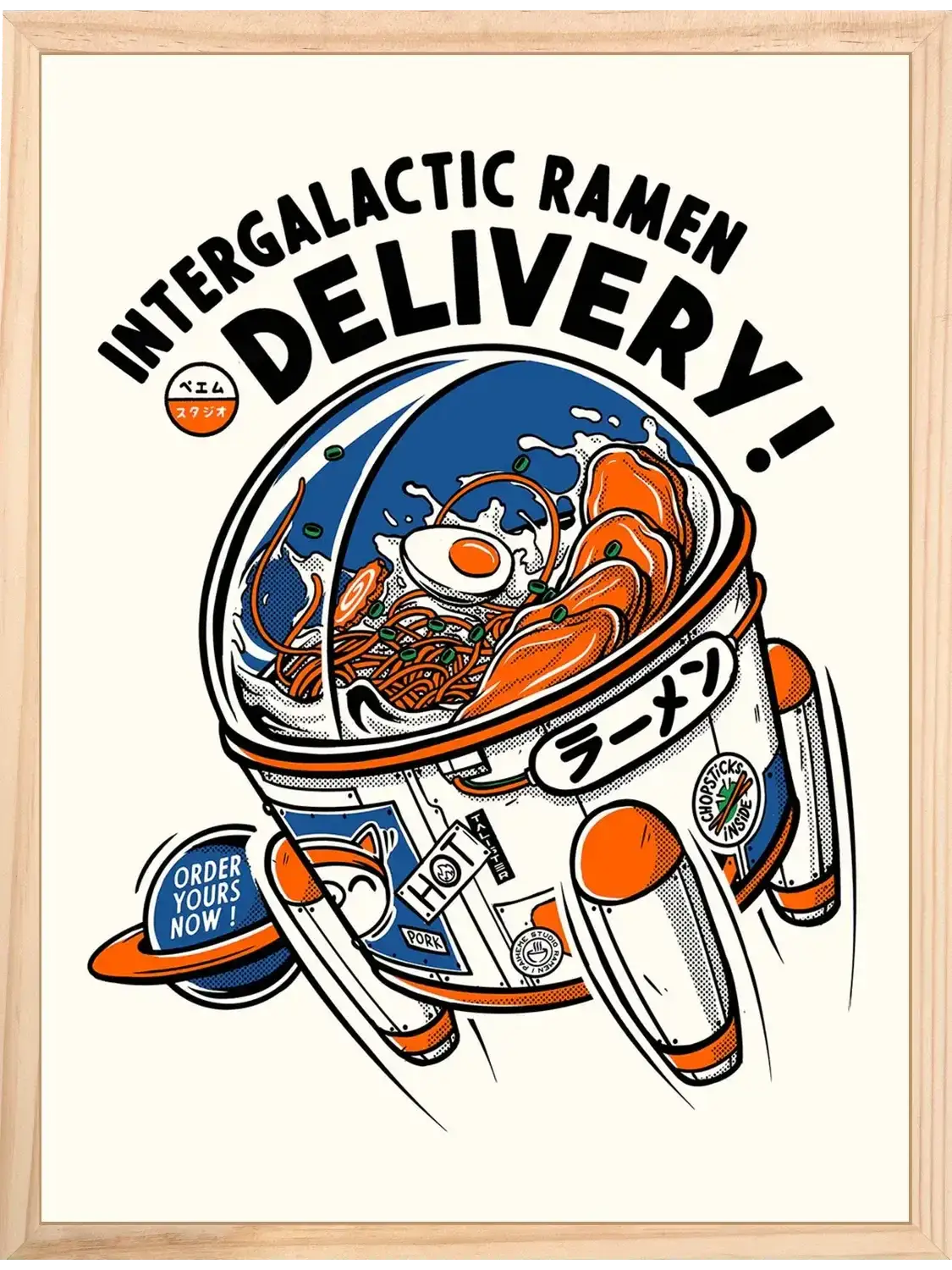 Affiche cuisine Intergalactic Ramen, encadrée