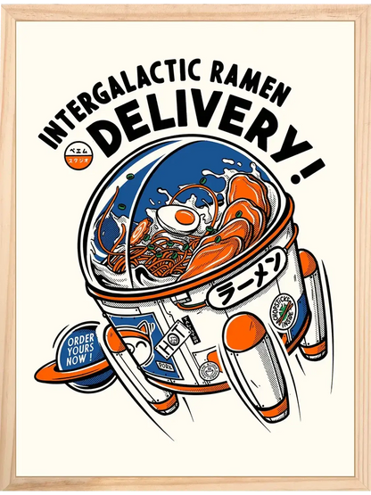 Affiche cuisine Intergalactic Ramen, encadrée