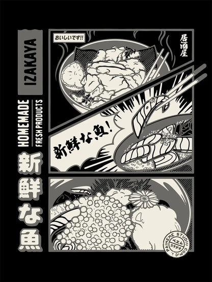 Affiche cuisine japonaise Izakaya Black, visuel complet