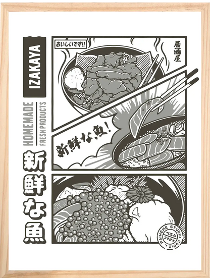 Affiche cuisine japonaise Izakaya, visuel complet