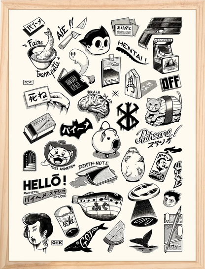 Affiche japon Japanese Tattoos, encadrée