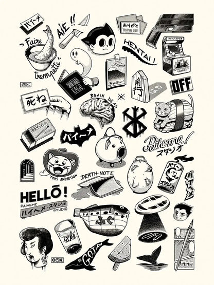 Affiche japon Japanese Tattoos, visuel complet