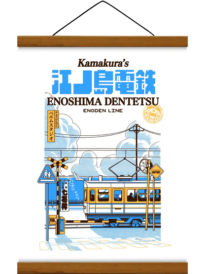 Affiche japonaise vintage Kamakura, cadre baguette

