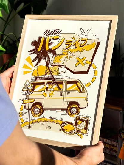 Affiche style japonais Lemon Road, encadrée