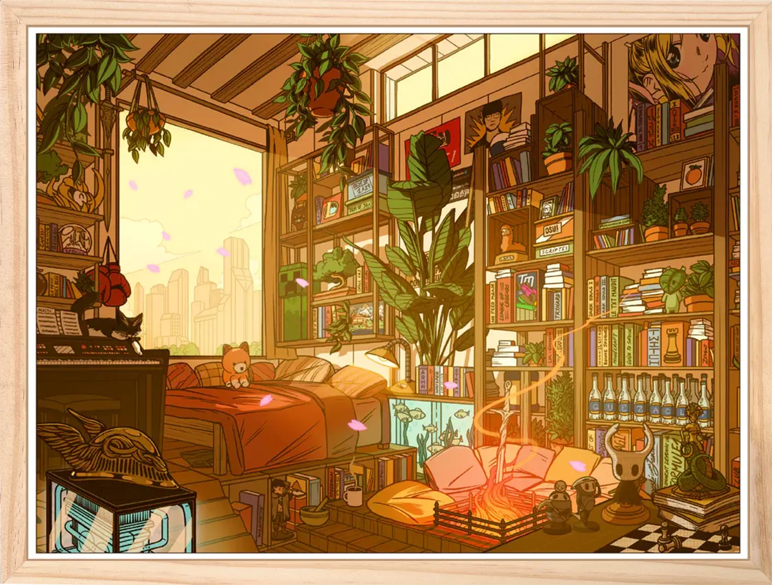 Affiche vintage japonaise Lofi Day, encadrée