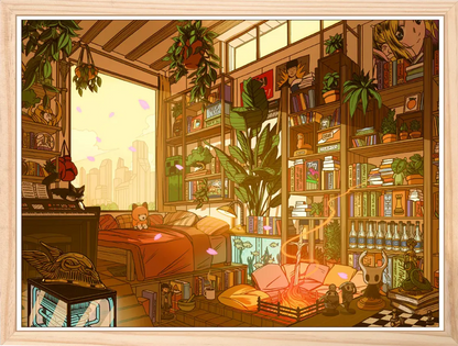 Affiche vintage japonaise Lofi Day, encadrée