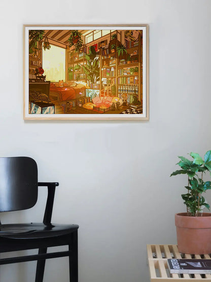 Affiche vintage japonaise Lofi Day, mise en situation