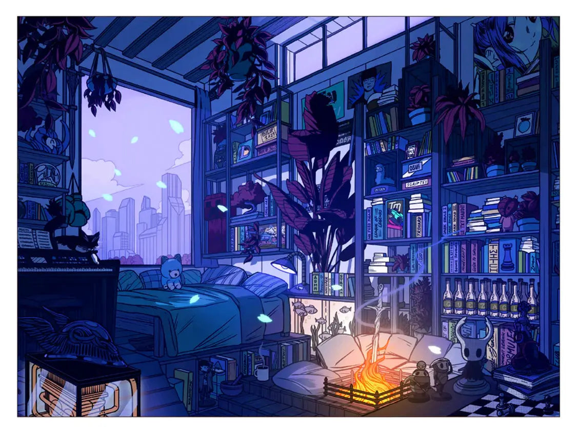 Affiche vintage japonaise Lofi Night, visuel complet