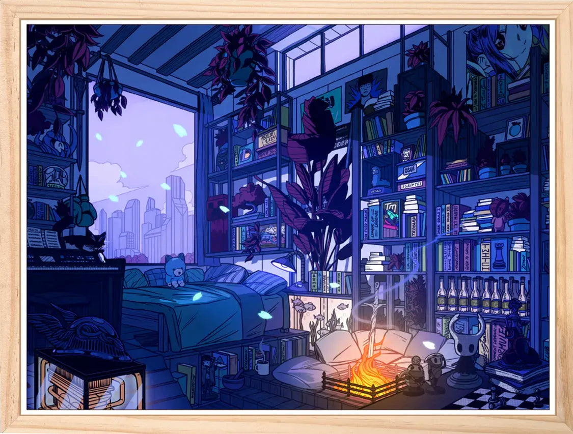 Affiche vintage japonaise Lofi Night, encadrée