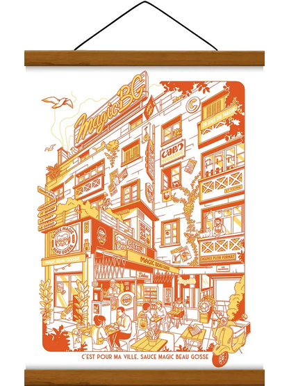 Affiche vintage Magic Beau Gosse, avec baguette