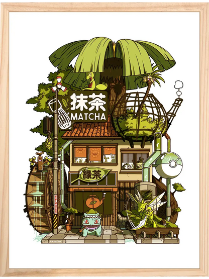 Affiche pop culture Matcha Storefront, encadrée