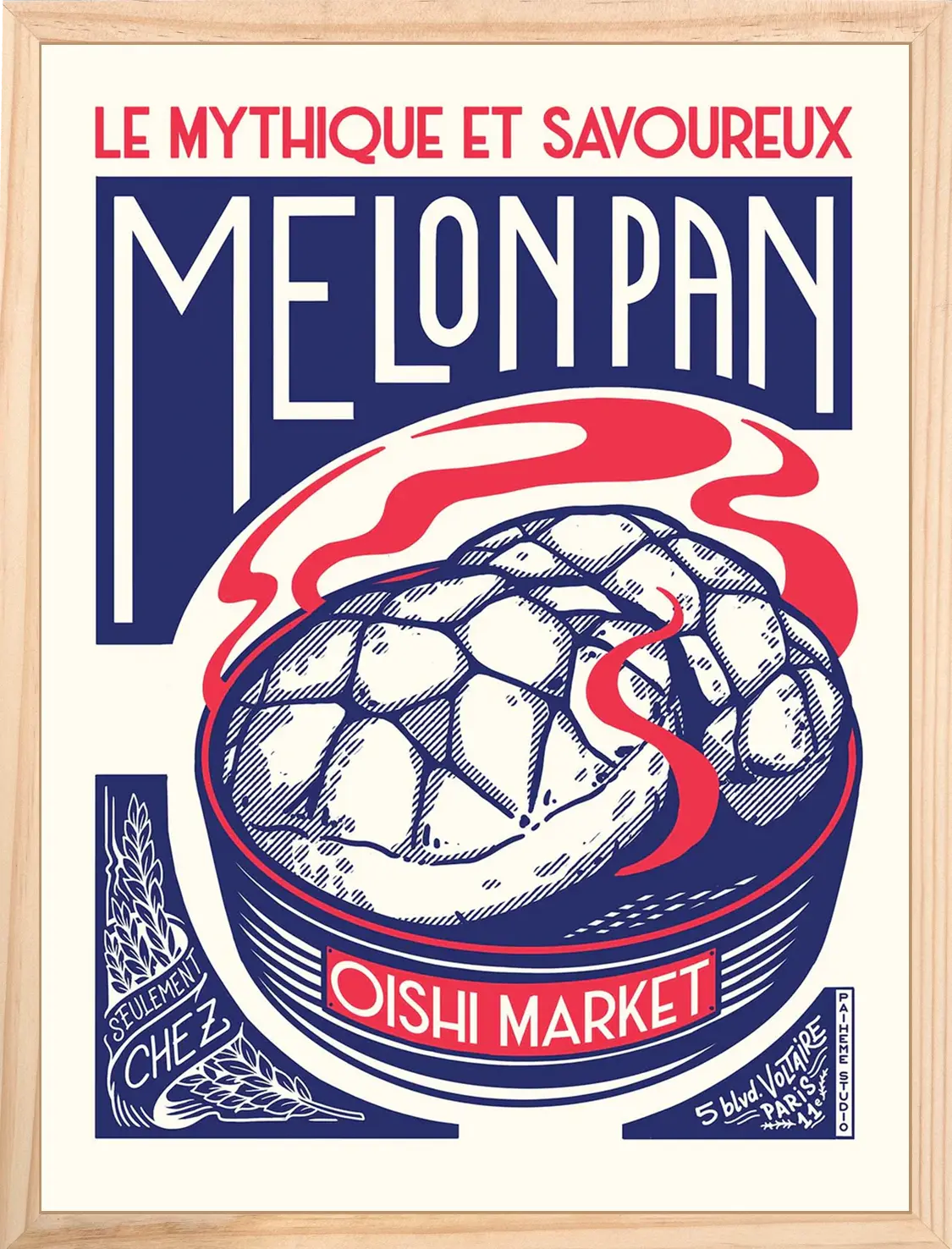 Poster pour cuisine Melon Pan, encadré