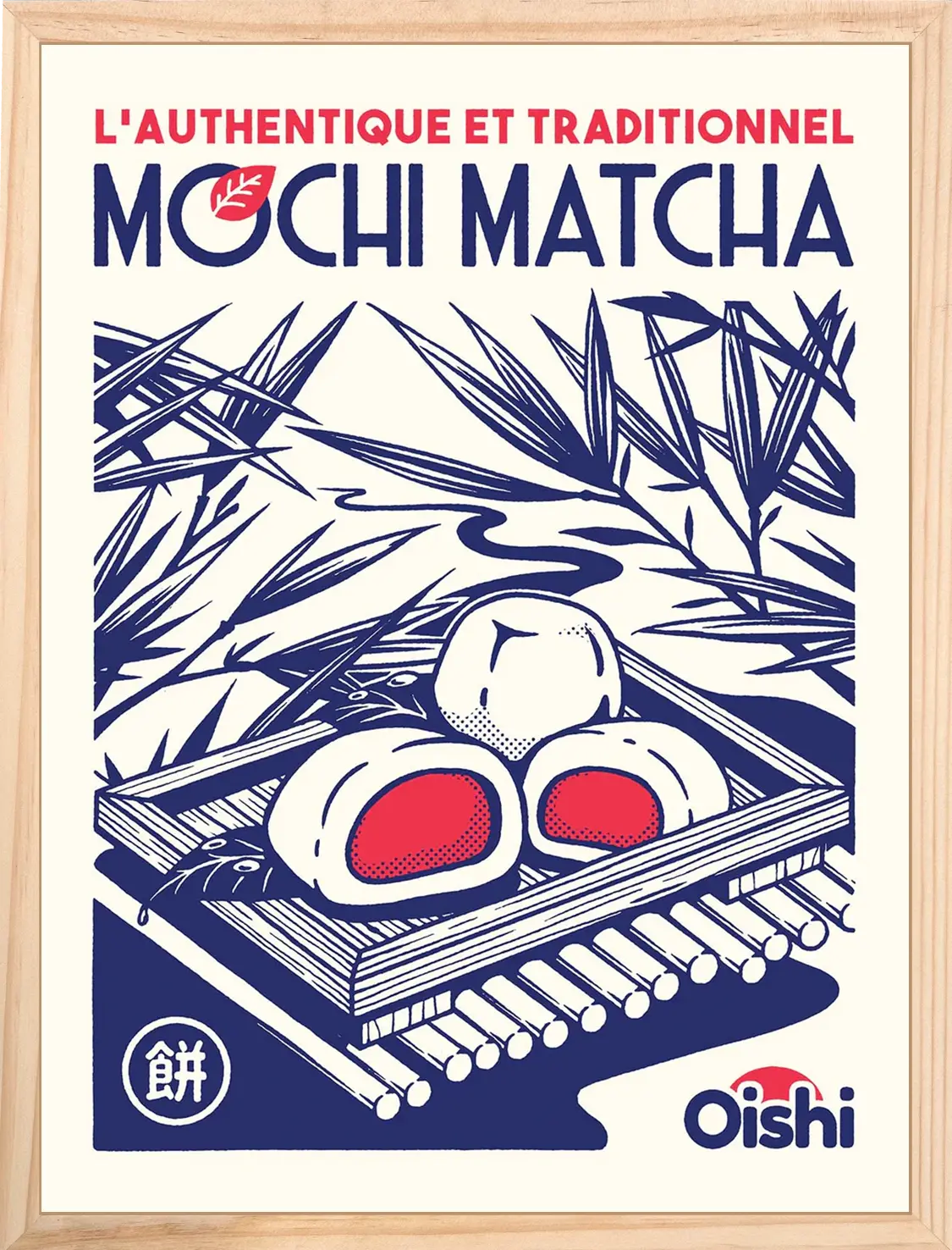 Affiche decoration cuisine Mochi Matcha, encadrée