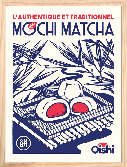 Affiche decoration cuisine Mochi Matcha, encadrée