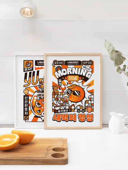 Affiche decoration cuisine Morning Star, mise en situation
